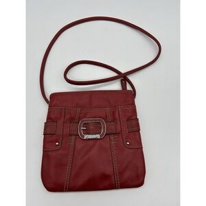 Tignanello Red Genuine Leather Crossbody Purse Organizer Bag